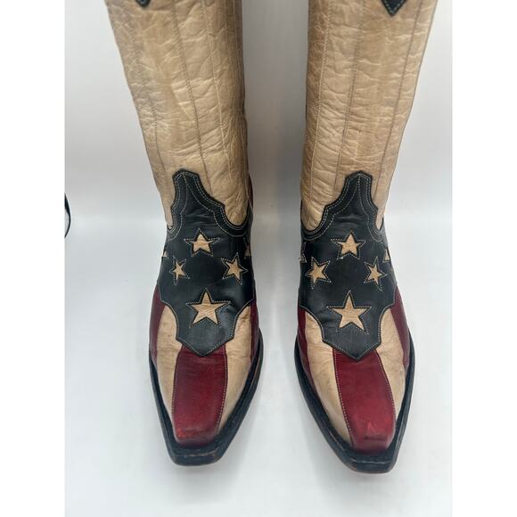 Old Gringo Yippee Ki Yay 13” Western Boots 7  Leather Stars Stripes US Flag - Picture 6 of 13